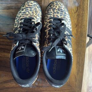 Adidas Black and Leopard Print Sneakers